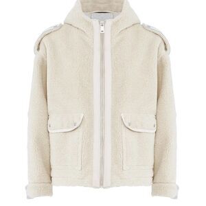 Anthropologie Scotch & Soda Bonded Teddy Zip Hooded Jacket Womens Sz S/M
